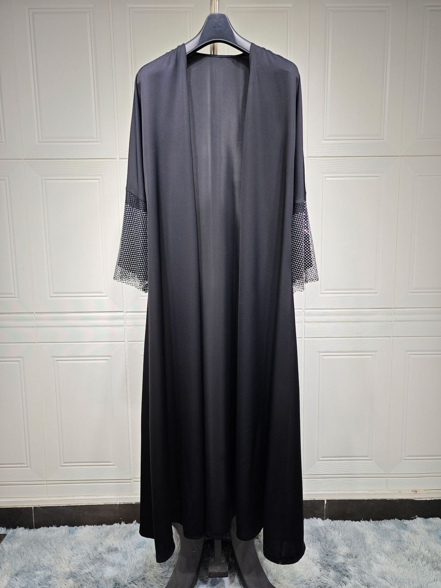 MMIIU  exclusive for ultra black Nidab  abaya Muslim cross border stretch drill net robe